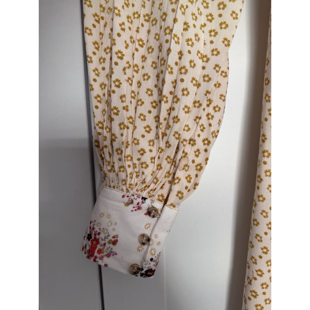 Free People Wonderland Floral Mini Dress S Puff Sleeve Cottagecore Prairie Boho - Picture 5 of 9